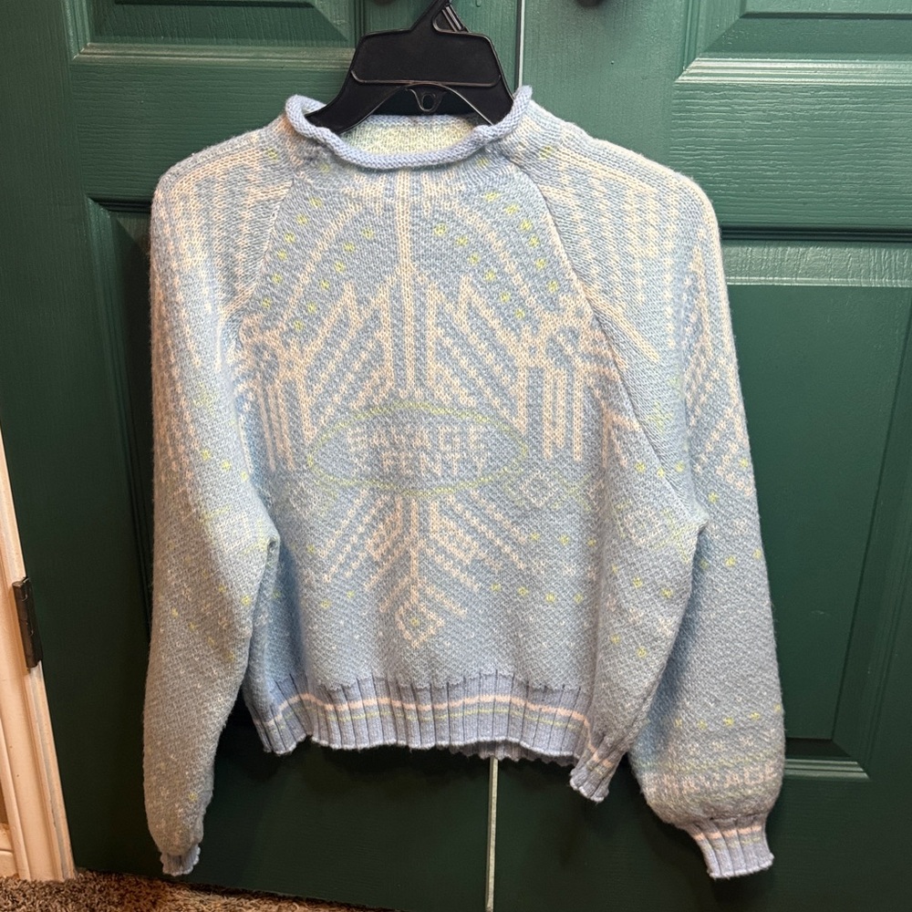 Savage X Fenty Light Blue and Yellow Crew Neck Sweater